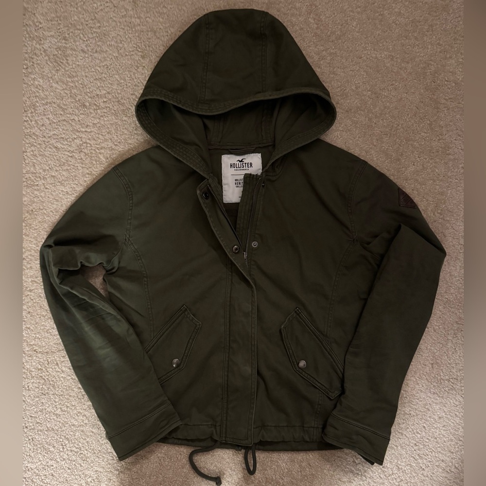 Hollister Heritage Collection Dark Olive Hooded Utility Jacket Small